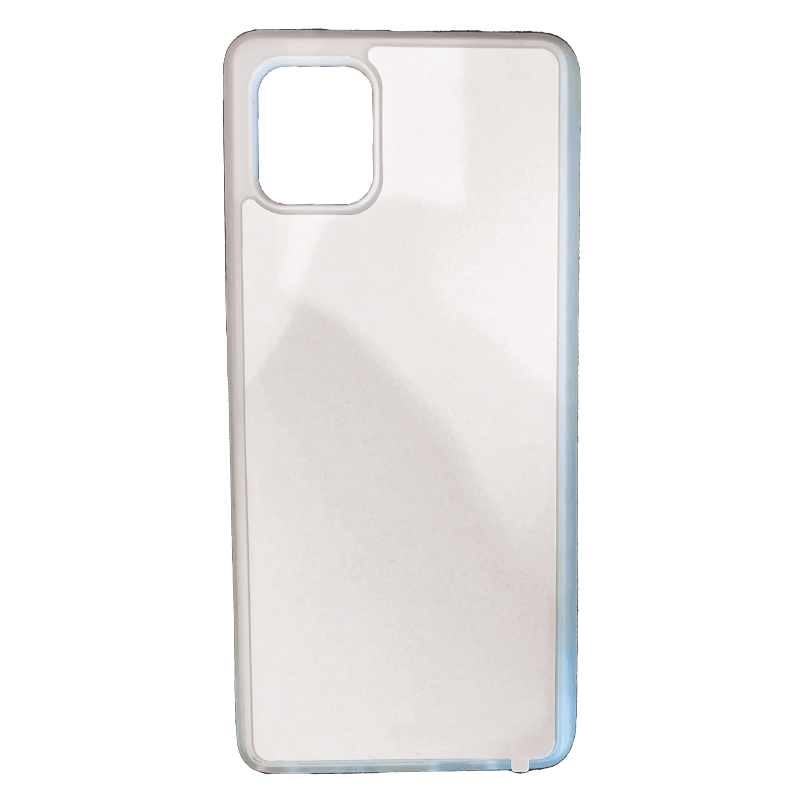Coque sublimation 2D TPU pour Samsung Galaxy M80S, M60S, M51 M40, M31, M23, M13, M12, M10, M01. La plaque arrière en aluminium dédiée à la sublimation permet la personnalisation de la coque.