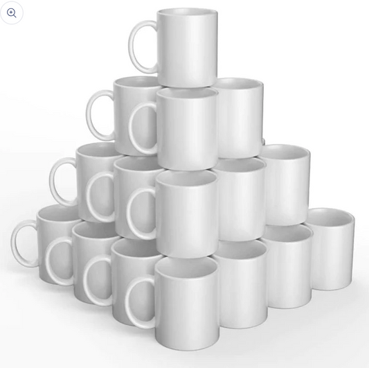 Mugs à personnaliser. Lot de 36 mugs pour sublimation. Pyramide de mugs