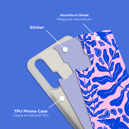 Coque sublimation 2D TPU pour Huawei Nova 7i, 6, 5T, 5iPro, 4, 3 . La plaque arrière en aluminium dédiée à la sublimation permet la personnalisation de la coque.