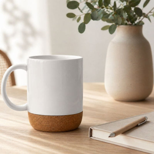 Coque sublimation Mug Mug sublimation blanc base en liège Mug sublimation blanc base en liège